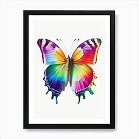 Butterfly On Rainbow Decoupage 3 Art Print