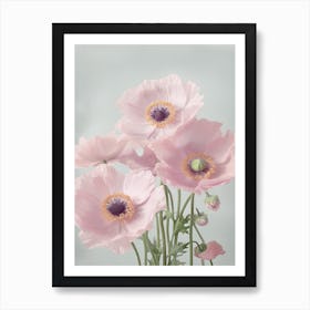 Anemone Flowers Acrylic Pastel Colours 3 Art Print