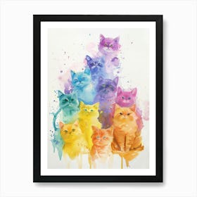 Rainbow Cats 2 Art Print