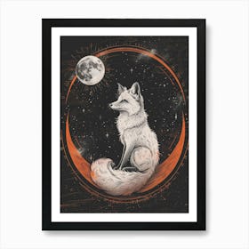 Fox In The Moonlight 1 Art Print