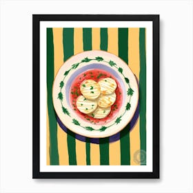 A Plate Of Eggplant, Top View Food Illustration 3 Art Print