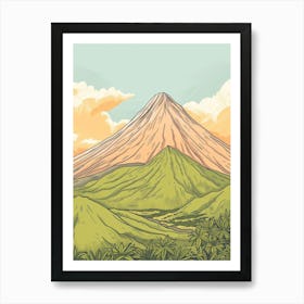 Mount Apo Philippines Color Line Drawing (8) Art Print