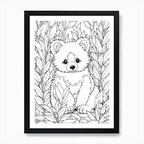 Line Art Jungle Animal Red Panda 1 Art Print