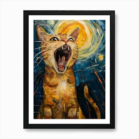 Cat With Starry Sky Art Print