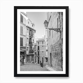 Palma de Mallorca Street in the old town black and white Art Print