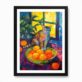 Bouvardia With A Cat 4 Fauvist Style Painting Art Print