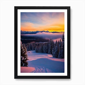 Jackson Hole, Usa Sunrise Skiing Poster Poster