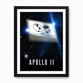 Apollo 11 metal plaque, 3D — Space poster, science print, space wall decor, space art, science gifts, nerdy gifts Art Print