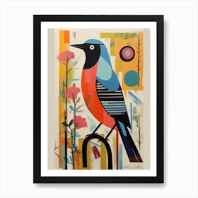 Colourful Scandi Bird Robin 3 Art Print
