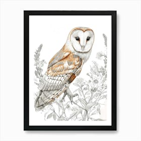 Brown Fish Owl Marker Drawing 2 Art Print