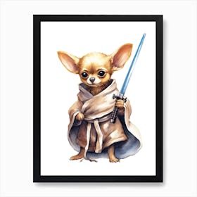 Chihuahua Dog As A Jedi 1 Art Print