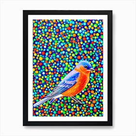 Eastern Bluebird Yayoi Kusama Style Illustration Bird Art Print