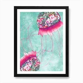 Disco Ball Jellyfish In Space Art Print