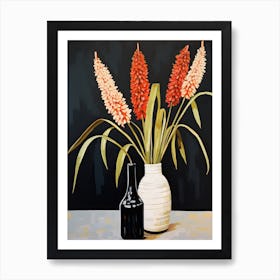 Bouquet Of Red Hot Poker Flowers, Autumn Fall Florals Painting 1 Art Print