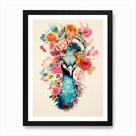 Bird With A Flower Crown Peacock 2 Art Print