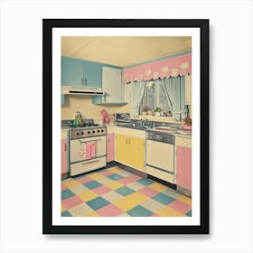 Kitsch Vintage Pastel Kitchen 2 Art Print