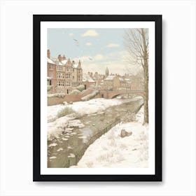 Vintage Winter Illustration Cardiff United Kingdom Art Print