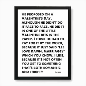 The Office, Dawn, Quote, He Proposed On Valentine's Day, Wall Print, Wall Art, Print, Poster, Art Print