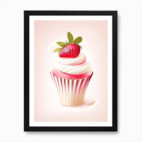 Strawberry Cupcakes, Dessert, Food Neutral Abstract Art Print