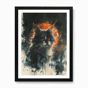 Cat On The Moon Art Print