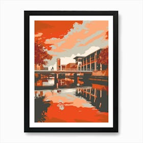 Duotone Illustration Red River Cultural District Austin Texas 4 Art Print