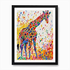Rainbow Geometric Giraffe 2 Art Print