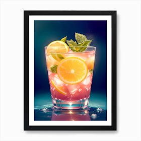 Cocktail With Lemon And Mint 2 Art Print