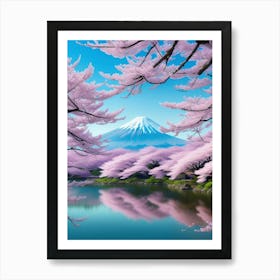 Cherry Blossoms In Japan Mount Fuji Art Print