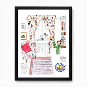 English Country House Colourful Art Print