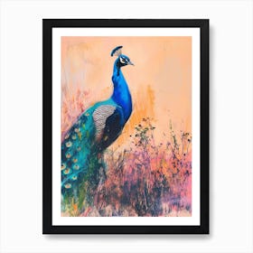 Sketch Of A Peacock Walking 1 Art Print