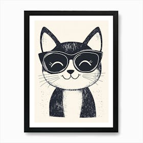 Cute Cat In Sunglasses 1 Art Print