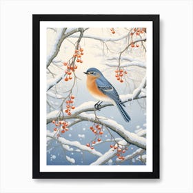 Winter Bird Painting Eastern Bluebird 4 Art Print