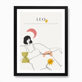 Leo Zodiac Sign One Line Art Print