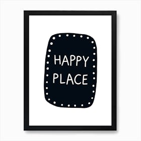 Happy Place Black Super Scandi Kids Art Print