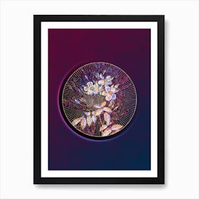 Abstract Geometric Mosaic Musk Rose Botanical Illustration n.0119 Art Print