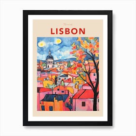 Lisbon Portugal 7 Fauvist Travel Poster Art Print