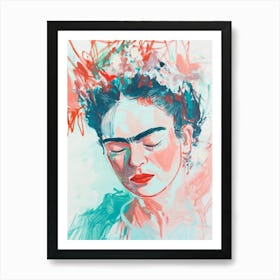 Frida Kahlo Zeichnung, Abstrakte malerei Skizze, sanfte Farben Art Print