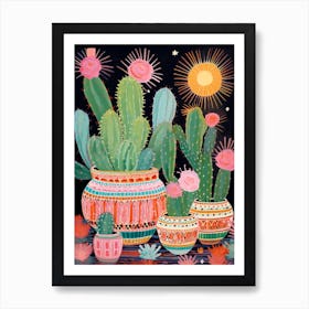 Cactus Painting Maximalist Still Life Moon Cactus 4 Art Print