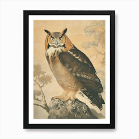 Philipine Eagle Owl Vintage Illustration 3 Art Print
