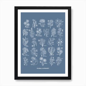 Floral Alphabet | Denim Blue Art Print