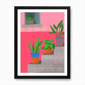 Plants On The Steps Art Print