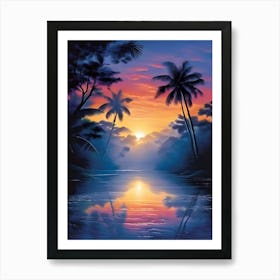 Sunset Over The Water Art Print