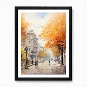 Sofia Bulgaria In Autumn Fall, Watercolour 3 Art Print