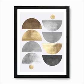 Gold and metal circles 10 Art Print