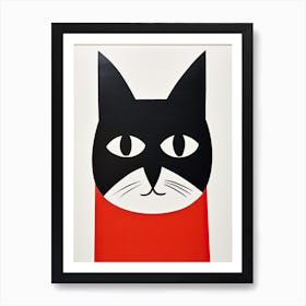 Cubist Cat Chronicles: Minimalist Whisker Wonders Art Print