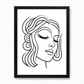 Simple Portrait Of Face Line Drawing 2 Art Print