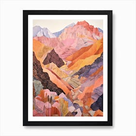 Toubkal Morocco 1 Colourful Mountain Illustration Art Print