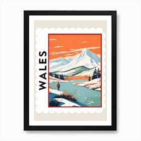 Retro Winter Stamp Poster Snowdonia United Kingdom 2 Art Print