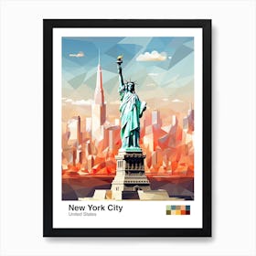 New York City, Usa, Geometric Illustration 4 Poster Art Print