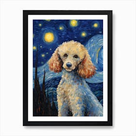 Poodle Starry Night Dog Portrait Art Print